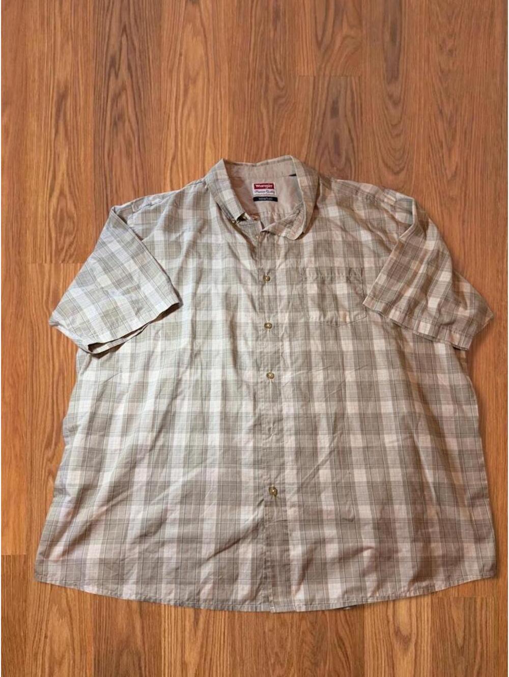 Wrangler Premium Quality Wrinkle Resist Work Shirt Mens Plaid Short Sleeve XXL